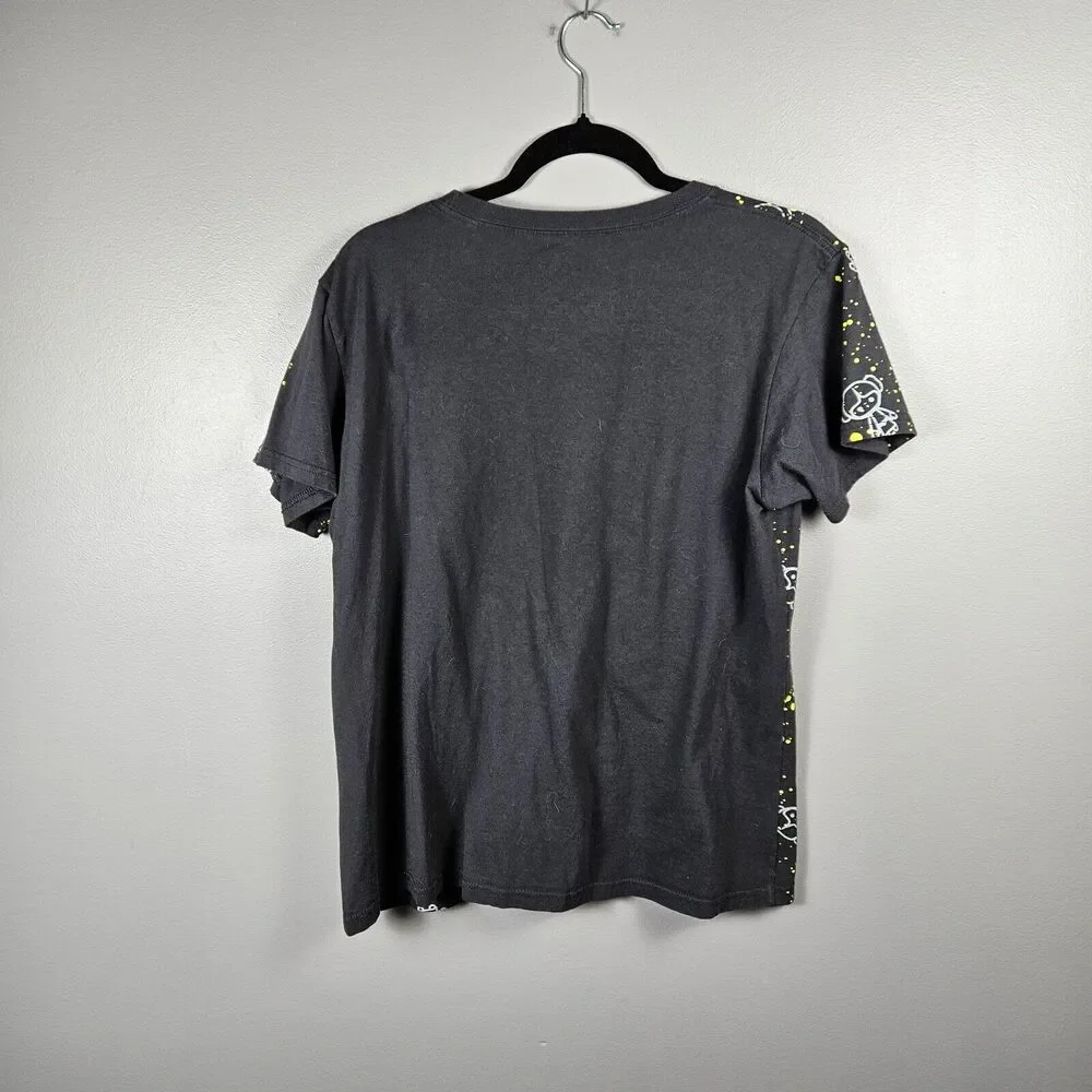 Disney Star Wars Princess Leia Tsum Tsum Womens XL Black T Shirt Yellow Splatter - Picture 2 of 5